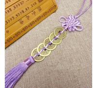 Pendentif Feng Shui Nœud Chinois avec Pièces de Cuivre pour Augmenter la Richesse et le Succès Énergie, Convient pour Suspendre dans Divers Espaces Intérieurs (Violet Clair)