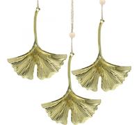 Pendentif Feuille de ginkgo Métal Déco Automne Or Déco de l'Avent Set de 12