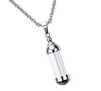 Pendentif fiole en acier inoxydable pour collier - Récipient en verre - Souvenir - Pour débutants et adultes - Fabrication de bijoux