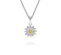 Pendentif Fleur Halo Gardenia Daisy Jaune Saphir En Or Blanc 9ct