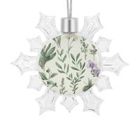 Pendentif flocon de neige de Noël, fleur verte, herbe, feuilles de sauge, branches et étoile de Noël, décoration d'arbre de Noël, décoration de Noël