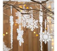 Pendentif flocon de neige en acrylique transparent au design fin, adapté pour décorer les arbres de Noël et créer une ambiance de vacances scintillante (H)