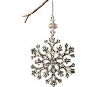 Pendentif flocon de neige en acrylique transparent pour sapin de Noël ou verres à champagne avec crochet de fixation sécurisé (style A)