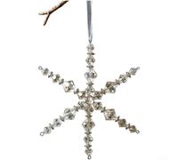 Pendentif flocon de neige en acrylique transparent pour sapin de vacances ou verres à champagne avec crochet de fixation sécurisé (modèle F)