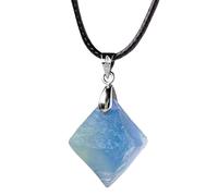 Pendentif Fluorite Bleue - Charme Brut Naturel, Sertissage Pierre Octaedre