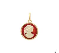 Pendentif forme ronde""camée bord travaillé""plaqué or 750/000 garanti