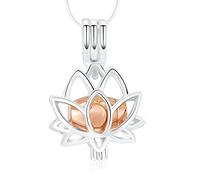 Pendentif funéraire pour cendres - Collier urne lotus avec mini urne souvenir, bijoux pour cendres commémoratives pour homme et femme, Acier inoxydable, Pas de gemme