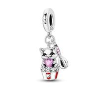 Pendentif gâteau et chat, accessoire de bracelet à breloques en argent sterling 925, compatible avec le collier bracelet pandora, cadeau pour femme