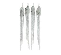 Pendentif givre plastique argenté / transparent 15cm, 4 pièces