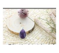 Pendentif goutte améthyste & argent