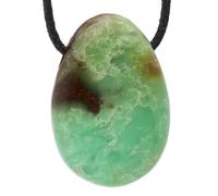Pendentif goutte avec cordon en coton + carte de pierre (Chrysoprase)