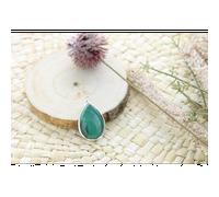 Pendentif goutte malachite & argent