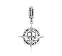 Pendentif gouvernail en forme de crâne, accessoire de bracelet à breloques en argent sterling 925, compatible avec le collier bracelet pandora