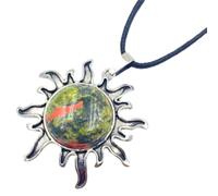 Pendentif Grand Soleil en Cristal Naturel à la Mode, Pendentif en Pierre précieuse incrusté d'agate Rouge, Pierre de Flocon de Neige, Collier de personnalité pour Hommes et Femmes, Bijoux à USA