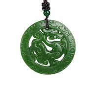 Pendentif gravé double face vert Hétien Jades Collier Pendentif Dragon sculpté à la main Bijoux tendance pour femmes et hommes