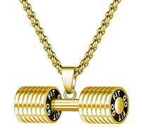 Pendentif Haltère En Acier Inoxydable Pour Homme Et Femme, Collier De Fitness, Chaîne Hip-hop Personnalisée Pour Couple(Gold)