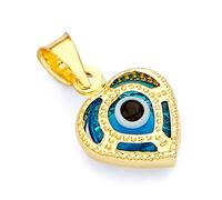 Pendentif Hamsa en or jaune véritable 14 carats - 8 motifs différents disponibles - Or 14 carats - Ce n'est pas une pierre précieuse