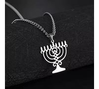 Pendentif Hanukkah Bougies Menorah Bijoux Collier Israël Foi Lampe Pendentif Hébreu Hanukkah Cadeau Bijoux cotillons