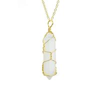 Pendentif hexagonal en pierre de quartz en cristal de quartz naturel - Accessoires de bijoux pour collier unisexe - Taille 2 - Opale