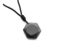 Pendentif hexagonal en shungite en pierre naturelle noire - Pendentif étoile de David - Bijoux pour homme et femme