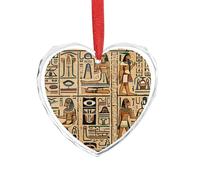 Pendentif hiéroglyphe égyptien antique en cristal transparent en forme de cœur romantique à suspendre pour décoration de maison, fenêtre, voiture, fête de mariage, décoration en forme d'amour à