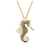 Pendentif Idyllia, Crystal pearls, Hippocampe, Blanc, Placage de ton or