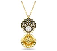 Pendentif Idyllia, Perle de cristal, Coquillage, Blanc, Doré à l’or 18 carats (750/1000) OS