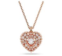 Pendentif Idyllia, Perle de cristal, Cœur, Blanc, Placage de ton or rosé