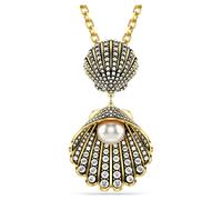 Pendentif Idyllia, Perle de cristal, Tailles variées, Coquillage, Blanc, Placage de ton or OS