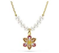 Pendentif Idyllia, Perle de cristal, Tailles variées, Fleur, Multicolore, Doré à l’or 18 carats (750/1000) OS