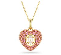 Pendentif Idyllia, Taille octogonale, Perle de cristal, Cœur, Rose, Placage de ton or OS