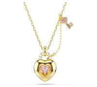 Pendentif Idyllia, Tailles variées, Cœur, clé, Rose, Placage de ton or OS