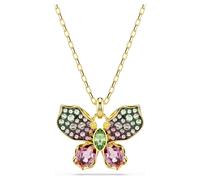 Pendentif Idyllia, Tailles variées, Pavé, Papillon, Multicolore, Doré à l’or 18 carats (750/1000) OS