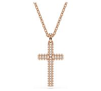 Pendentif Insigne, Croix, Blanc, Placage de ton or rosé OS
