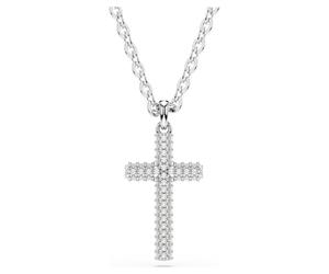 Pendentif Insigne, Pavé, Croix, Blanc, Métal rhodié OS