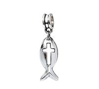 Pendentif Jésus poisson avec croix, Acier allié, Pas de gemme