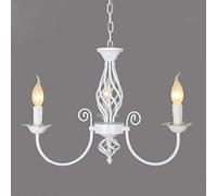 Pendentif Lampe Rétro Lustre Abat-Jour Restaurant Classique Bougie Lustre En Pendentif Réglable En Hauteur E14 Lampe Suspendue En Fer Forgé, Salon De Style De Campagne Simple Lampes Pendentif