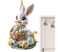 Pendentif lapin de Pâques, décoration ornementale pendante pour sapin de Pâques | Ornement suspendu coloré de Pâques de printemps | Fournitures décoratives murales en acrylique 2D, décoration