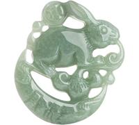 Pendentif lapin du zodiaque chinois en jadéite translucide de qualité A naturelle, collier amulette de lièvre en jade porte-bonheur, bijoux unisexe de bon augure for hommes et femmes