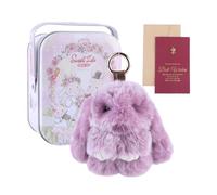 Pendentif Lapin Fluffy Lulu avec Boîte en Laiton, Peluche Douce en Forme de Lapin Mignon, Porte harmant pour Sac à Dos, Sac à Main ou Ornements pour Femmes et Filles, Idée Cadeau de Pâques