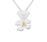 Pendentif - LÉA & ARTHUR - OURSON - Argent 925 Rhodié - Lettre A Plaqué Or Jaune - Enfant