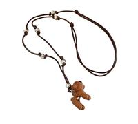 Pendentif léger en forme de visage de chien coloré - Cordon en cuir réglable unisexe - Pendentif visage de chien léger - Bijoux colorés - Cordon en cuir réglable unisexe