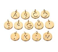 Pendentif Lettre Médaillon de A à Z acier inoxydable or ou argent Fabrication Bijoux DIY Pendentif Médaille Vendu Avec Anneau 12 mm