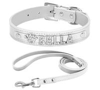 Pendentif Lettre Personnalisé, Collier De Chien Réglable, Facile À Nettoyer, Ensemble De Laisses pour Chihuahuas Shiba Inus Labradors Bouledogues,Blanc,M.