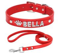 Pendentif Lettre Personnalisé, Collier De Chien Réglable, Facile À Nettoyer, Ensemble De Laisses pour Chihuahuas Shiba Inus Labradors Bouledogues,Rouge,XS