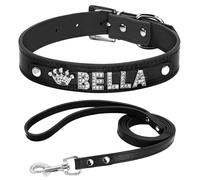 Pendentif Lettre Personnalisé, Collier De Chien Réglable, Facile À Nettoyer, Ensemble De Laisses pour Chihuahuas Shiba Inus Labradors Bouledogues,Noir,L