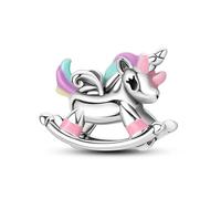 Pendentif licorne arc-en-ciel cheval à bascule en argent sterling 925 compatible avec bracelet à breloques Pandora