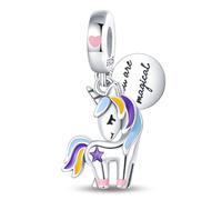 Pendentif licorne en forme d'aile d'ange phosphorescente en argent sterling 925 pour bracelet à breloques Pandora Moments, 4mm Hole, Métal Argent sterling, Pas de pierre précieuse