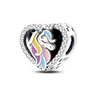 Pendentif licorne en forme d'aile d'ange phosphorescente en argent sterling 925 pour bracelet à breloques Pandora Moments, 4mm Hole, Métal Argent sterling, Pas de gemme