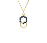 Pendentif Lié Géométrique Hexagone Et Rond Avec Saphir En Or Jaune 9 Carats